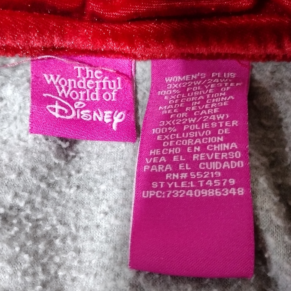 Wonderful World of Disney Fleece Mickey Mouse Hoodie Women's 3X Gray Cozy Magic - Picture 8 of 8